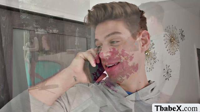 Fucking this busty TS pool cleaner's ass