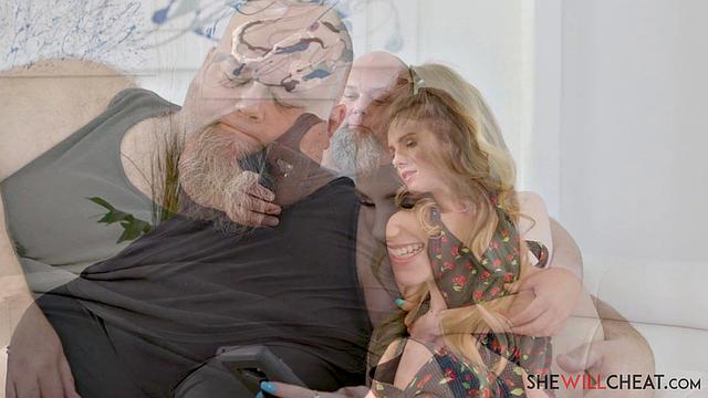 Sexy young blonde Natalie Knight fucks a BBC in front of her husband