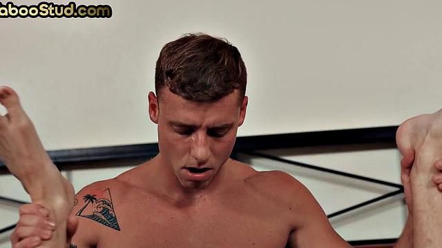 Skinny twink barebacked by tattooed stepbrother