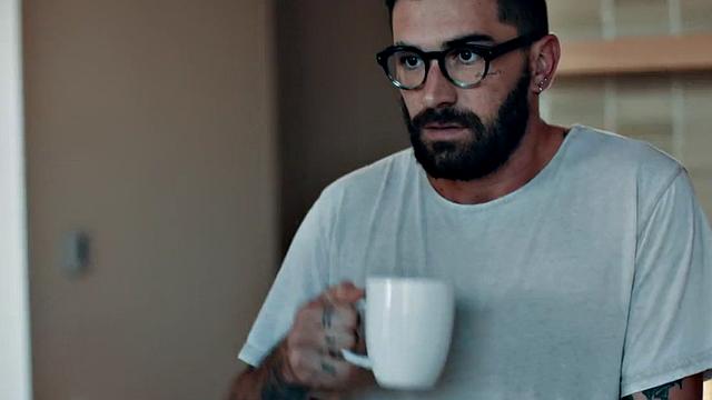 Trans milf sucking bf in bathroom while showing off tits