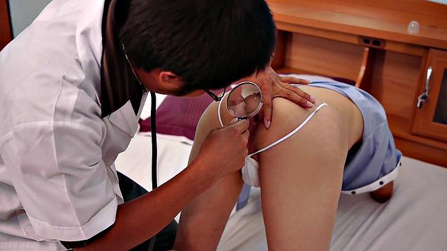 Real Asian twink asstoyed by kinky doctor at home