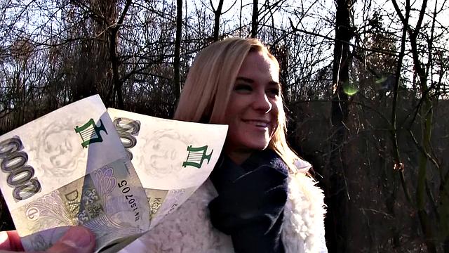 Euro hottie Rides Dick Outdoors like a Pro with her pierced pussy and trimmed pussy