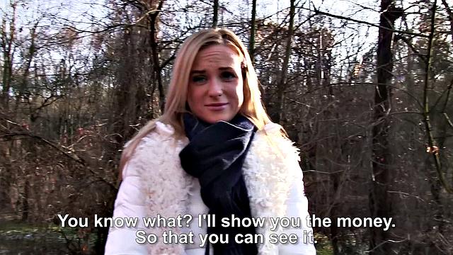 Euro hottie Rides Dick Outdoors like a Pro with her pierced pussy and trimmed pussy