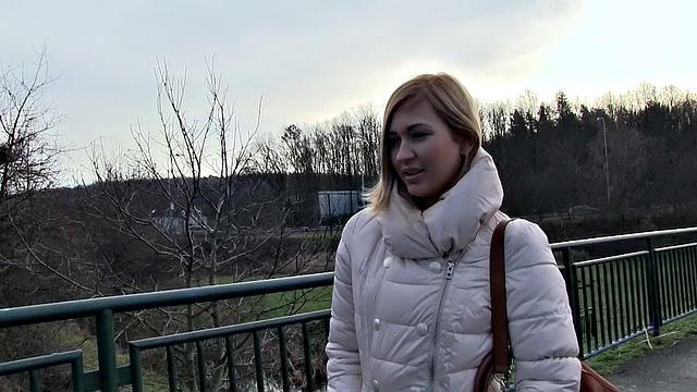 Euro hottie Rides Dick Outdoors like a Pro with her pierced pussy and trimmed pussy