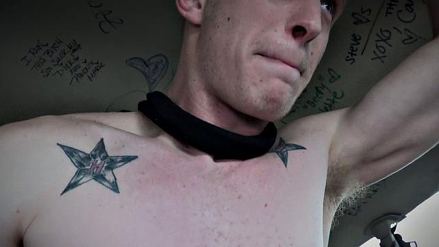 Straight blindfolded stud goes wild in van with greedy bottom