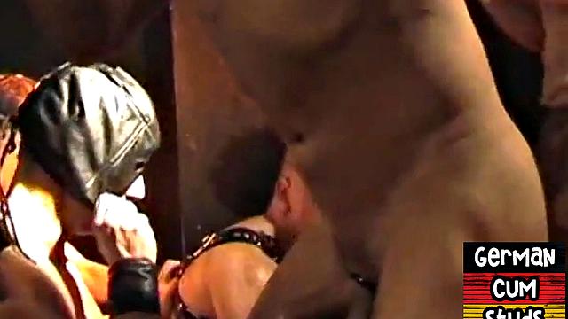 Retro German jock analbanged in BDSM 3some
