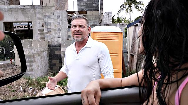 Mature man fucks gay ass in public outdoor van