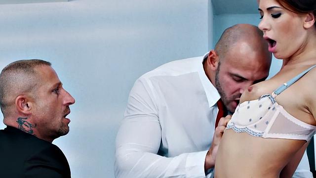 Babe sucks boyfriend in this erotic threesome