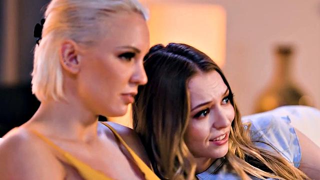 Busty MILF pussyeaten by tattooed 21yo GF in 69