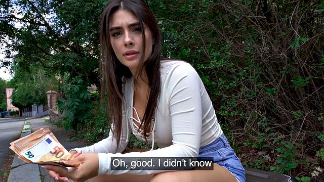 Public lady fucked outdoors by big cock in wet pussy