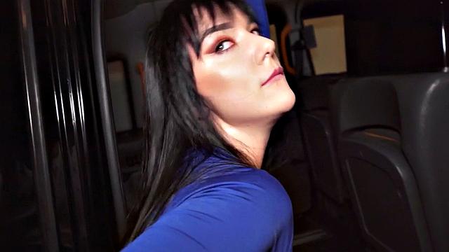 Stunning cab babe in stockings pounded by client