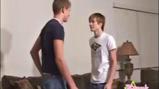 Boyfriends Michael Pearce and Tyler Waters take a break from their game of foosball, and start making out. They strip down to their boxer briefs and suck each other. Tyler rides Michael's huge dick.