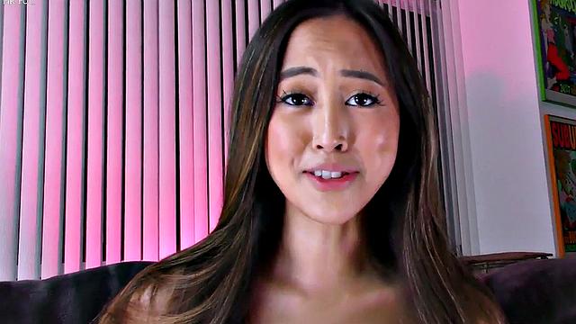 POV Oriental babe gets fucked in closeup after BJ