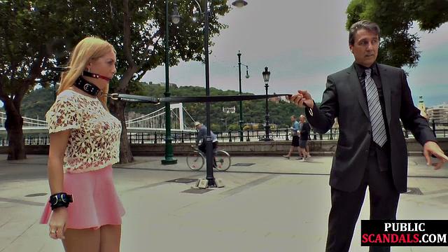 Public blonde bitch gets anal penetrated