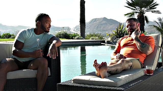 Ebony riding bisexual cock before analsex in threesome