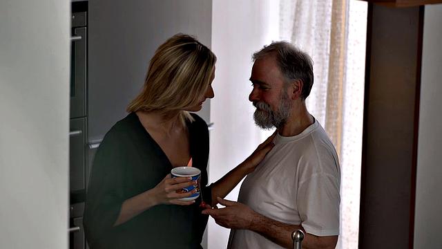 OLD4K. Blonde wakes up in the mood for sex with her old husband