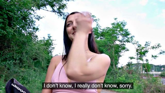 Брюнетка трахается в парке и сосет после