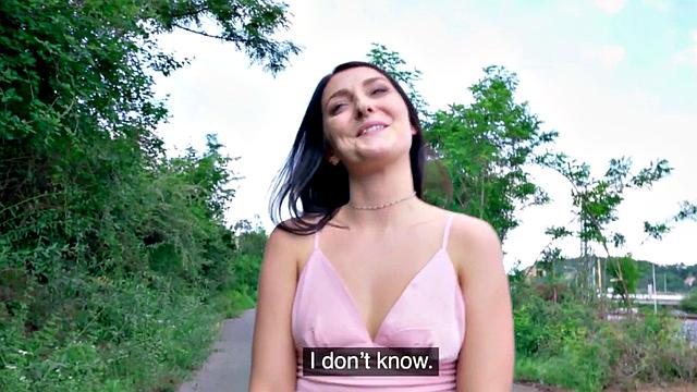 Brunette gets fucked in public park and gives blowjob after