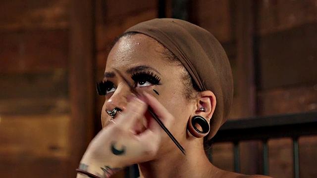 Naughty Brown-haired cosplayer gets fingered and BDSM-fucked in class