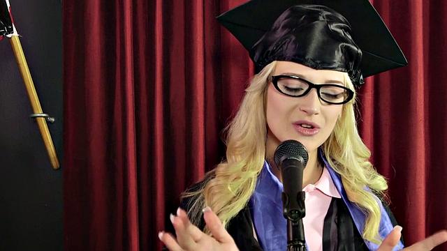 Teen Aubrey Gold Is Naked Under Cap and Gown