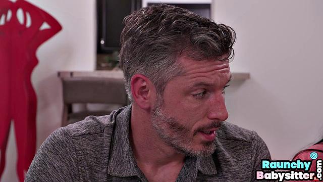 Cutie babysitter pounded in a 3-way