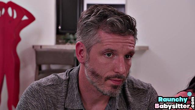 Cutie babysitter pounded in a 3-way