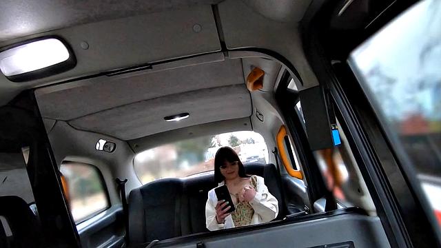 Teasing babe pounded in taxi after sucking cock