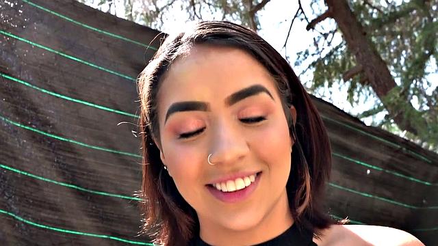 Hot tattooed Latina seduced & fucked hard in the open air