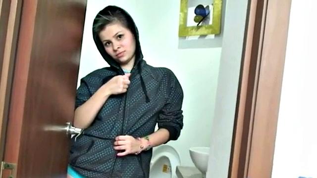 Naughty petite teen teasing and fingering