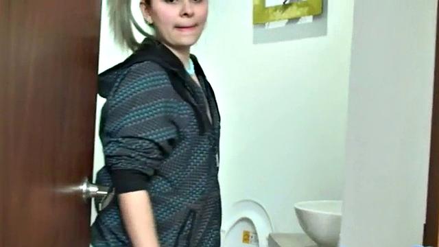 Naughty petite teen teasing and fingering