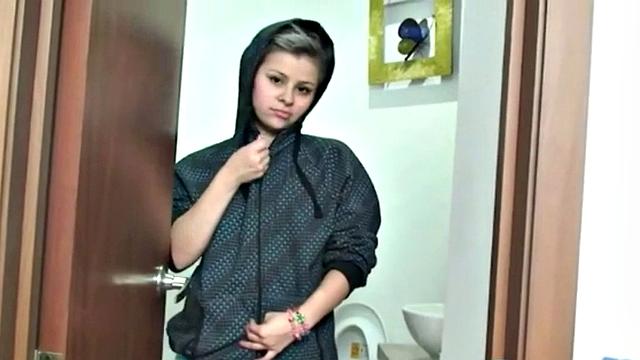 Naughty petite teen teasing and fingering