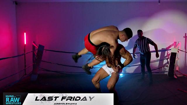 3some loving judge by massive wrestlers in arena