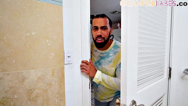 Busty Ebony babe sucks and gets fucked after shower