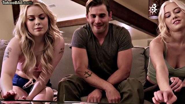 Stunning blonde cockriding 3some