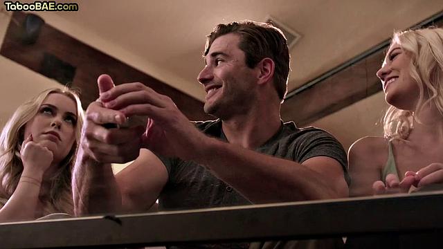 Stunning blonde cockriding 3some