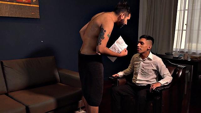 Angry DILF fucks Latin student in ass for bad grades