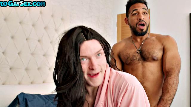 Athletic jock with abs fucks 21yo crossdresser