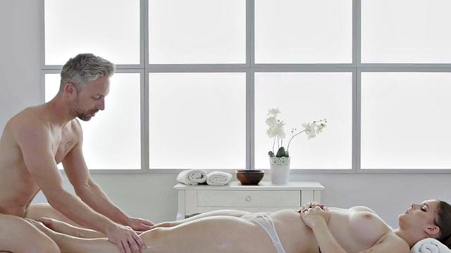 WAM inked babe in lingerie fucked by masseur in pussy