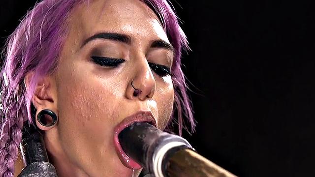 Squirting skinny BDSM sub toyed in BDSM lesson