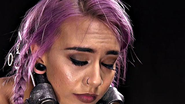 Squirting skinny BDSM sub toyed in BDSM lesson