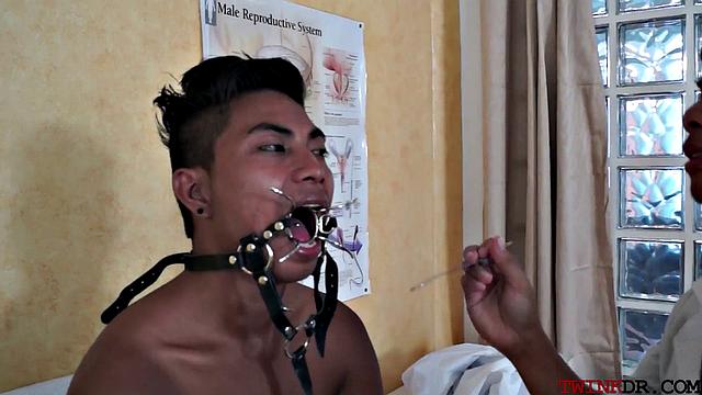 Asian patient anal licked in threeway by doctors