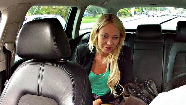 Blonde amateur gives cabbie head and takes it from behind in hot POV action