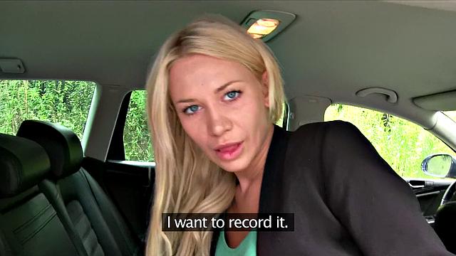 Blonde amateur gives cabbie head and takes it from behind in hot POV action