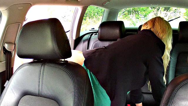 Blonde amateur gives cabbie head and takes it from behind in hot POV action