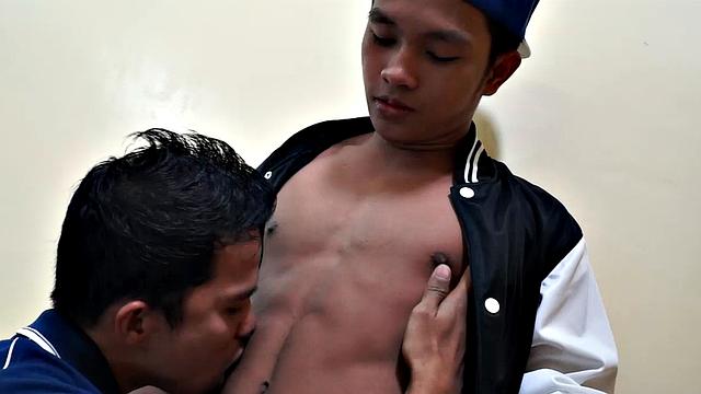 This sexy straight Asian twink has a hot body. And our gay Asian boy Alex wants to explore it with his tongue. Niko is open to having bareback sex for money. So Alex seduces him, first with cash, then with gay sex.