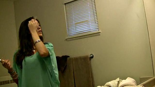 Cute brunette sucking on a dick in POV