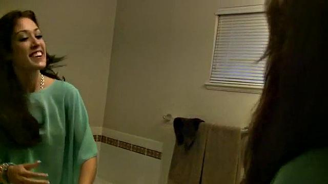 Cute brunette sucking on a dick in POV