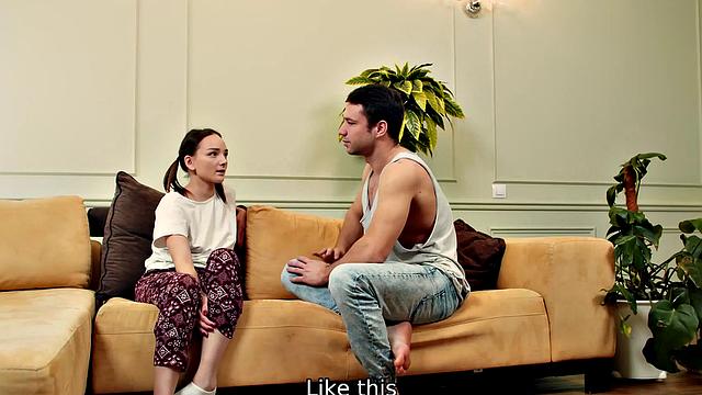 Watch this hot mistress in heels give a wild ride on the couch