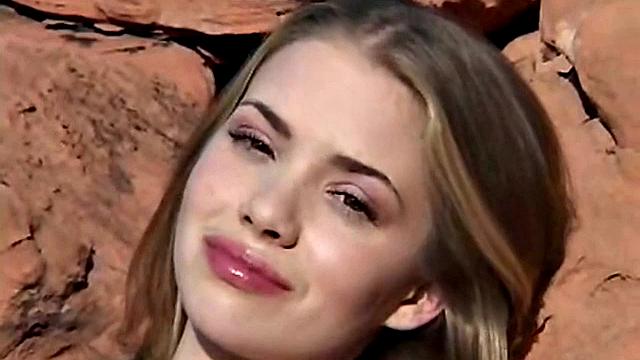 Little April Rubbing Pussy Outdoors