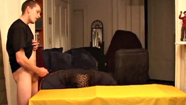 Serious stroker Shane shows up to give a lesson in splooge soaring. He toys with his precum and uses it to lube up his, before finger fucking himself.